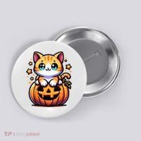 Halloween Cat Funny Fall Pumpkin Cat Lover Cute Button thumb 0