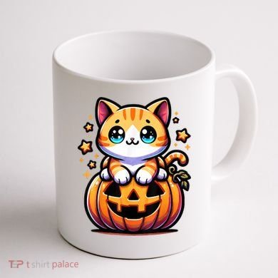 Halloween Cat Funny Fall Pumpkin Cat Lover Cute Coffee Mug back