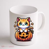 Halloween Cat Funny Fall Pumpkin Cat Lover Cute Coffee Mug thumb 1