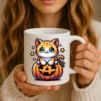 Halloween Cat Funny Fall Pumpkin Cat Lover Cute Coffee Mug thumb 3