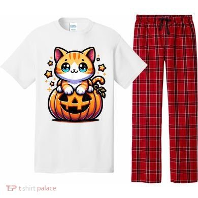 Halloween Cat Funny Fall Pumpkin Cat Lover Cute Pajama Set