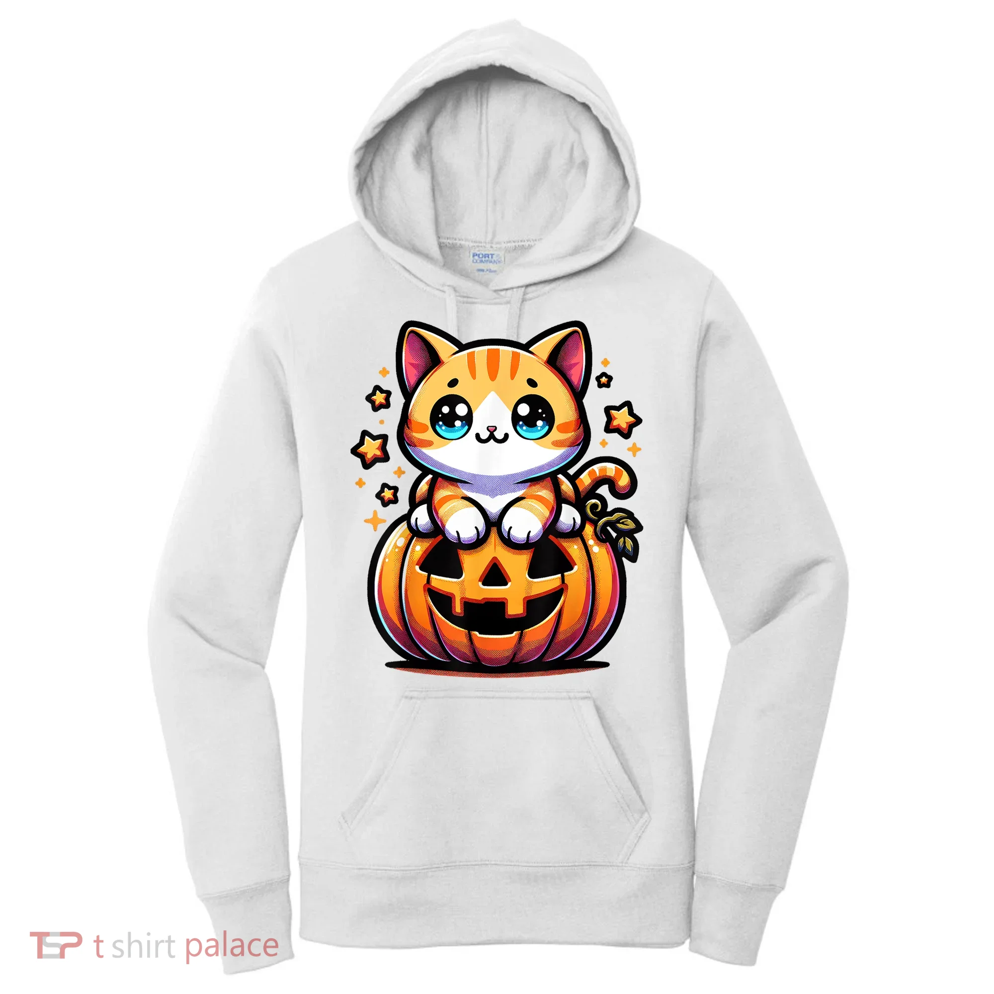 Halloween Cat Funny Fall Pumpkin Cat Lover Cute Women's Hoodie