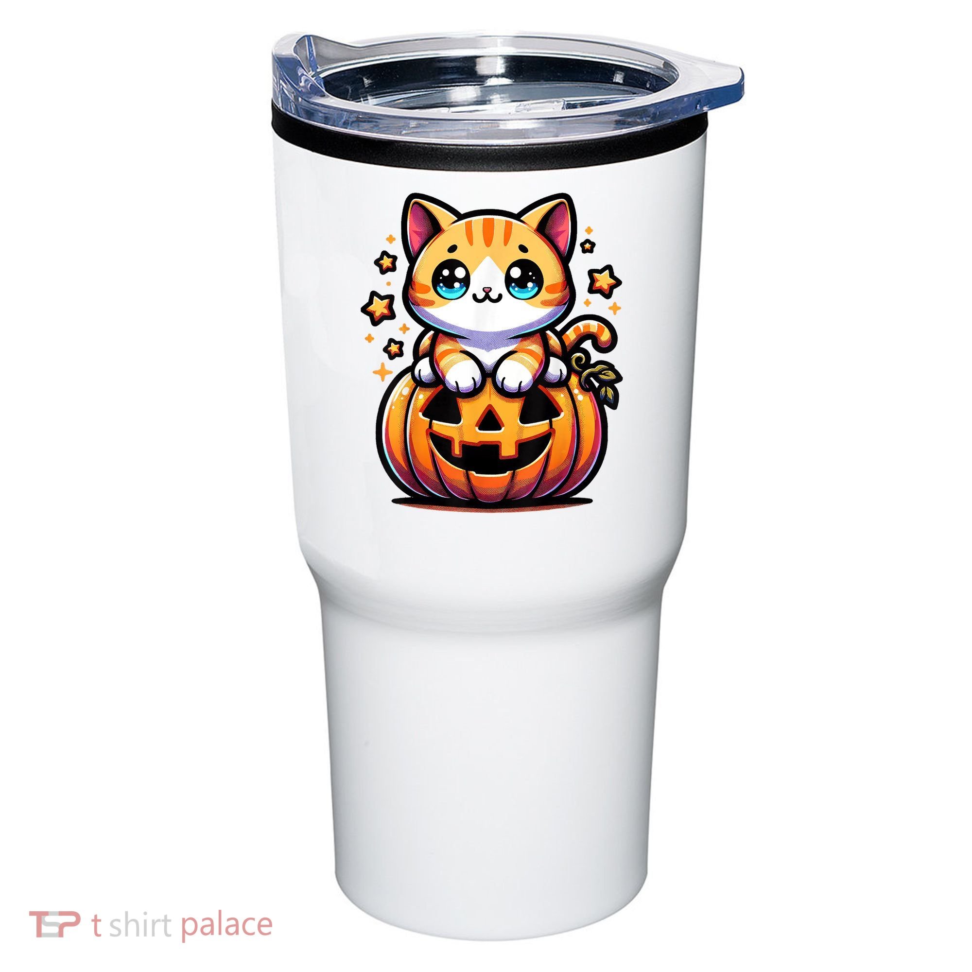 Halloween Cat Funny Fall Pumpkin Cat Lover Cute Tumbler