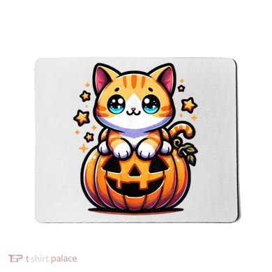 Halloween Cat Funny Fall Pumpkin Cat Lover Cute Mousepad