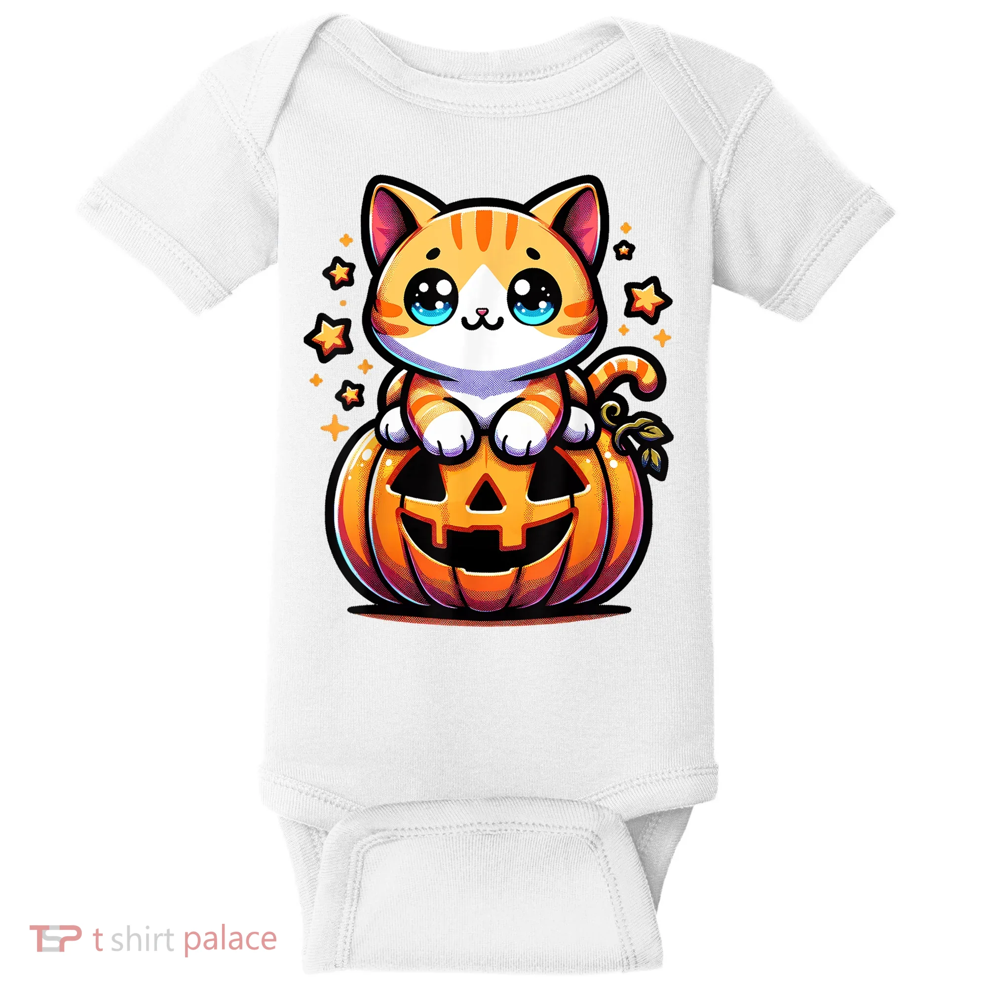 Halloween Cat Funny Fall Pumpkin Cat Lover Cute Baby Bodysuit