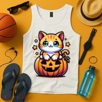 Halloween Cat Funny Fall Pumpkin Cat Lover Cute Tank Top thumb 4