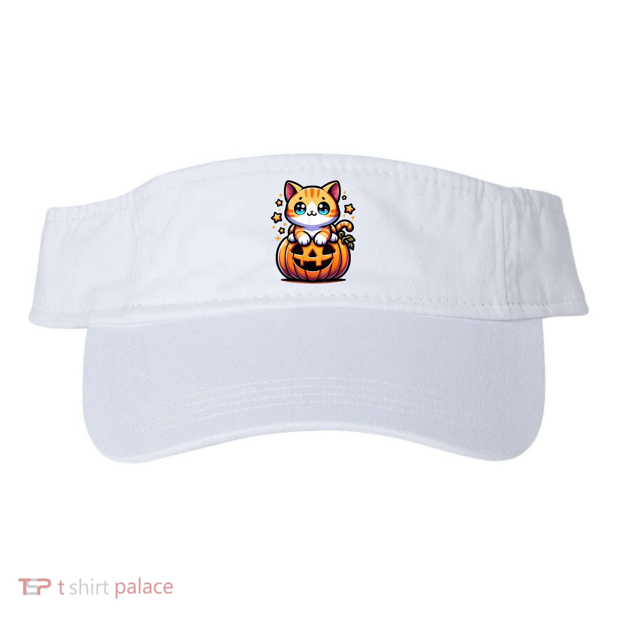 Halloween Cat Funny Fall Pumpkin Cat Lover Cute Visor