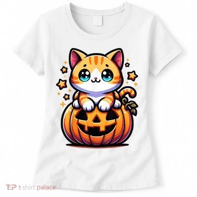 Halloween Cat Funny Fall Pumpkin Cat Lover Cute Women's T-Shirt