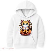 Halloween Cat Funny Fall Pumpkin Cat Lover Cute Kids Hoodie thumb 0