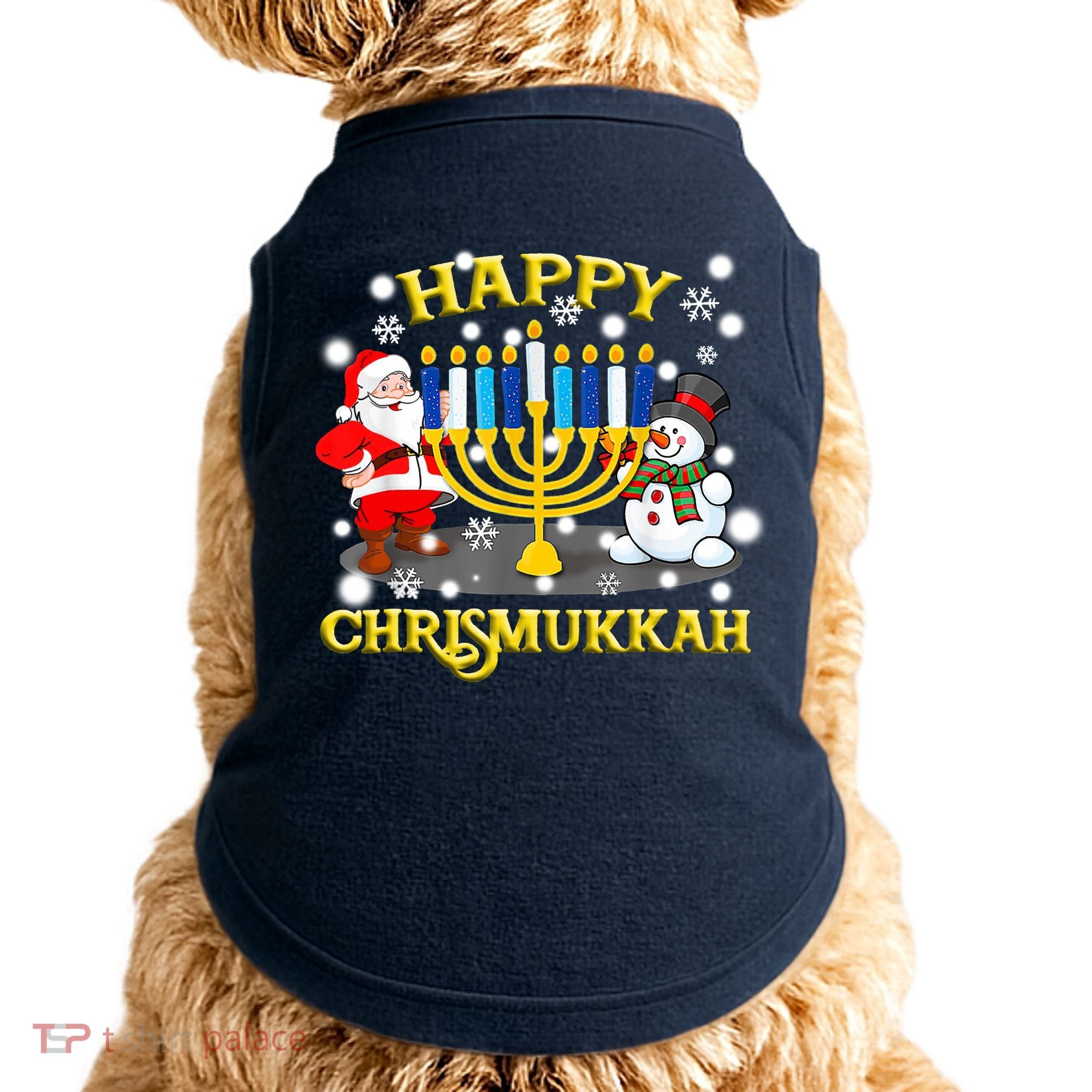 Happy Chrismukkah Funny Hanukkah Christmas Jewish Holiday Doggie Tank