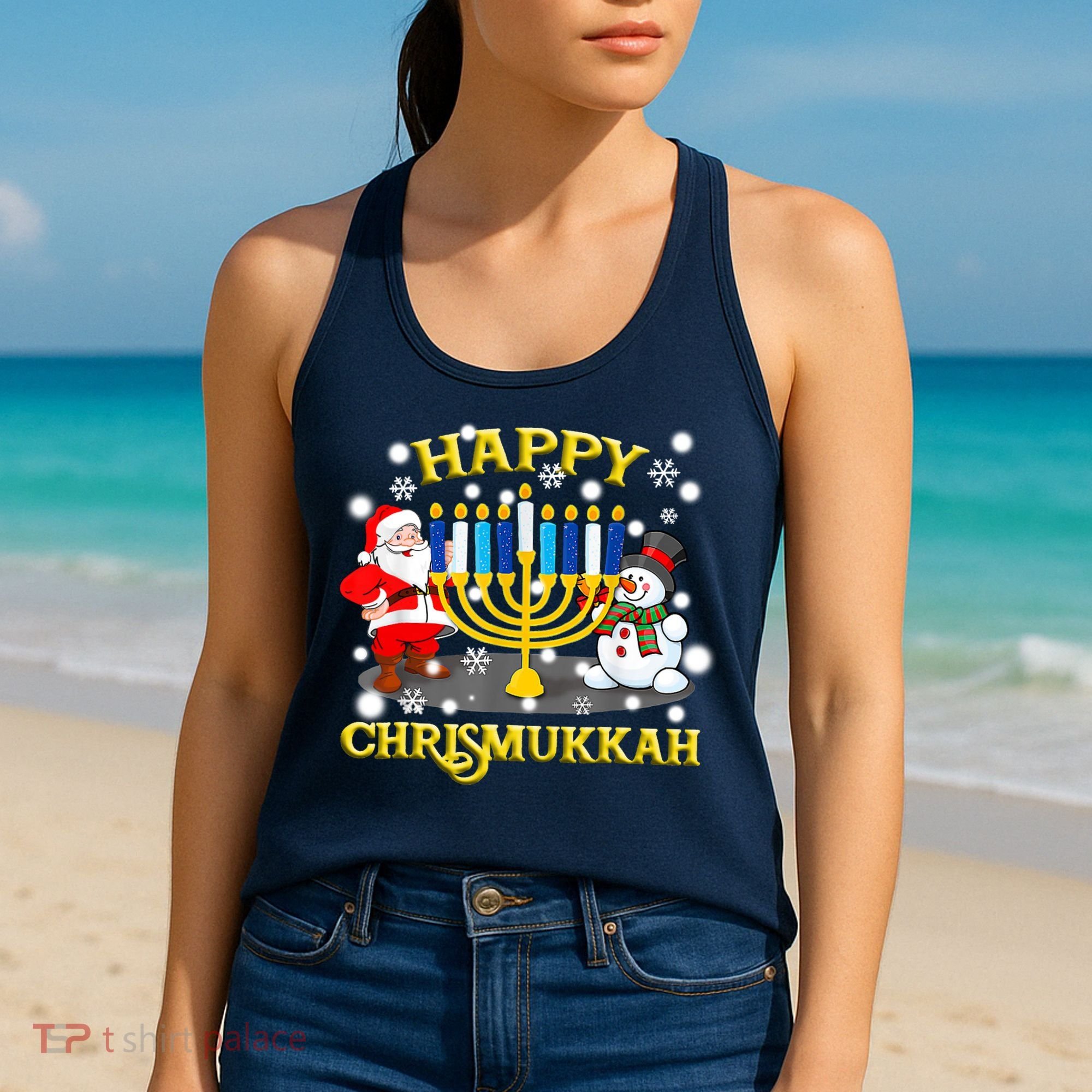 Happy Chrismukkah Funny Hanukkah Christmas Jewish Holiday Women's Tank Top