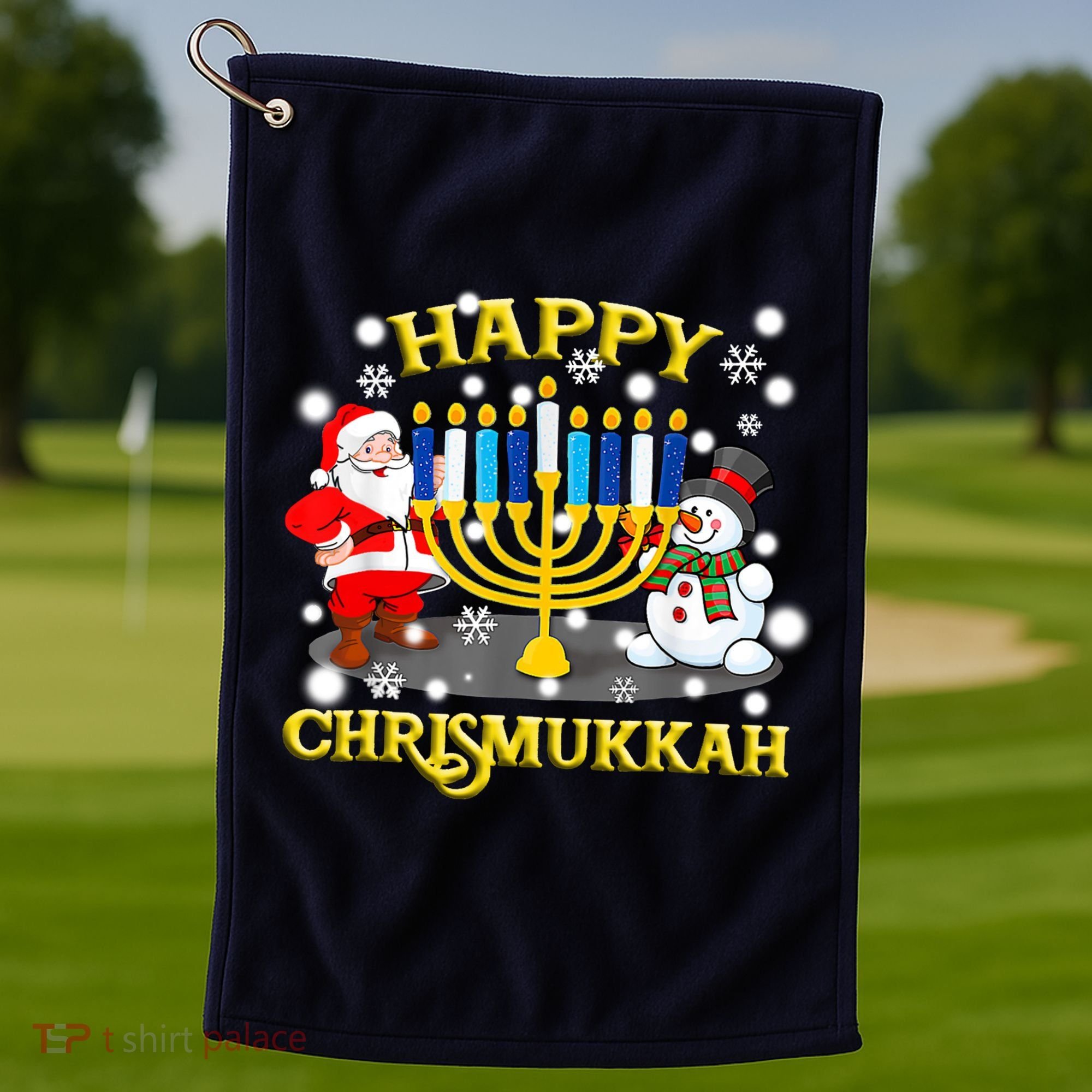 Happy Chrismukkah Funny Hanukkah Christmas Jewish Holiday Golf Towel