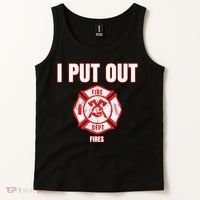 Halloween Costume Funny Firefighter I Put Out Fires Firemen Tank Top thumb 2