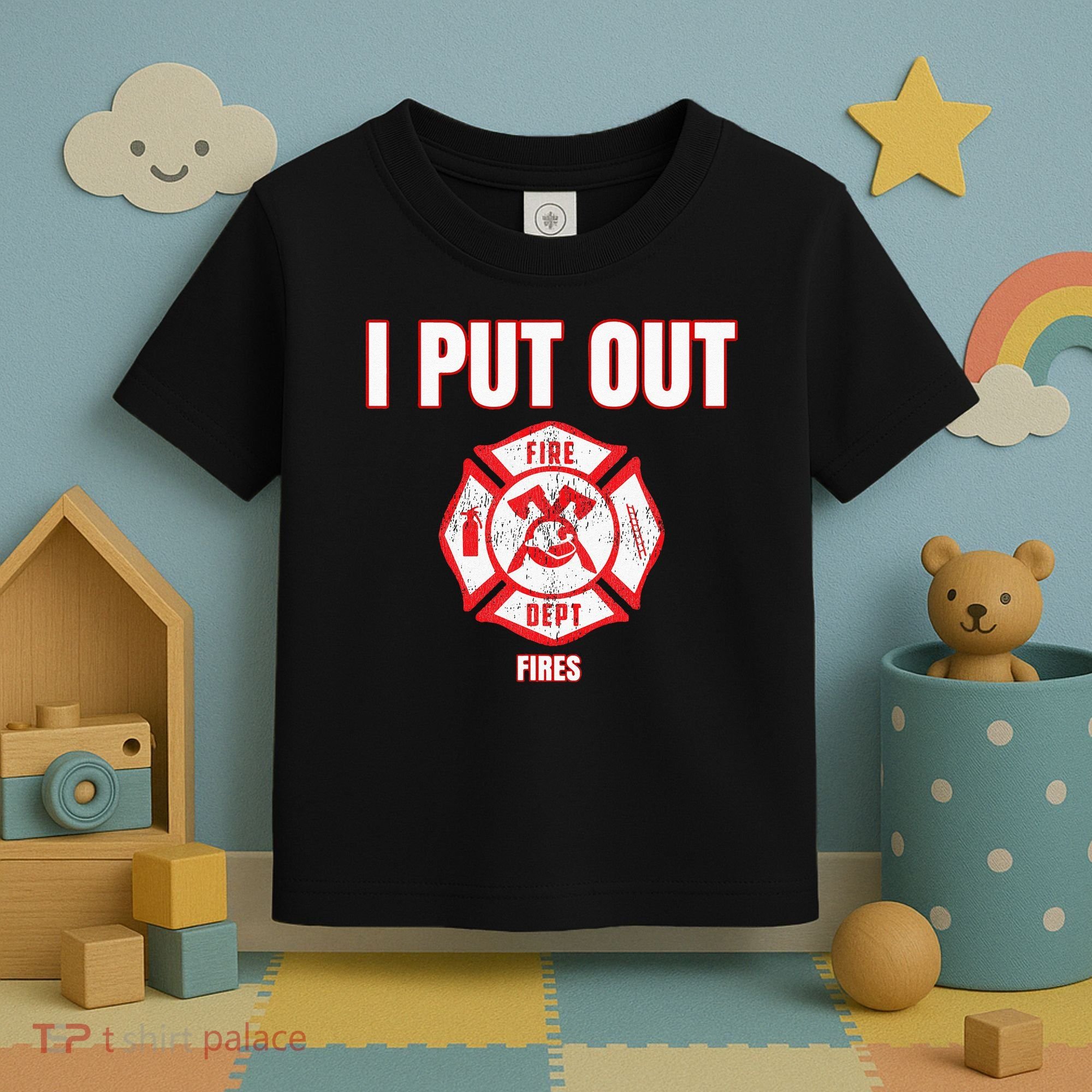 Halloween Costume Funny Firefighter I Put Out Fires Firemen Toddler T-Shirt