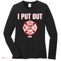 Halloween Costume Funny Firefighter I Put Out Fires Firemen Women's Long Sleeve Shirt thumb 0