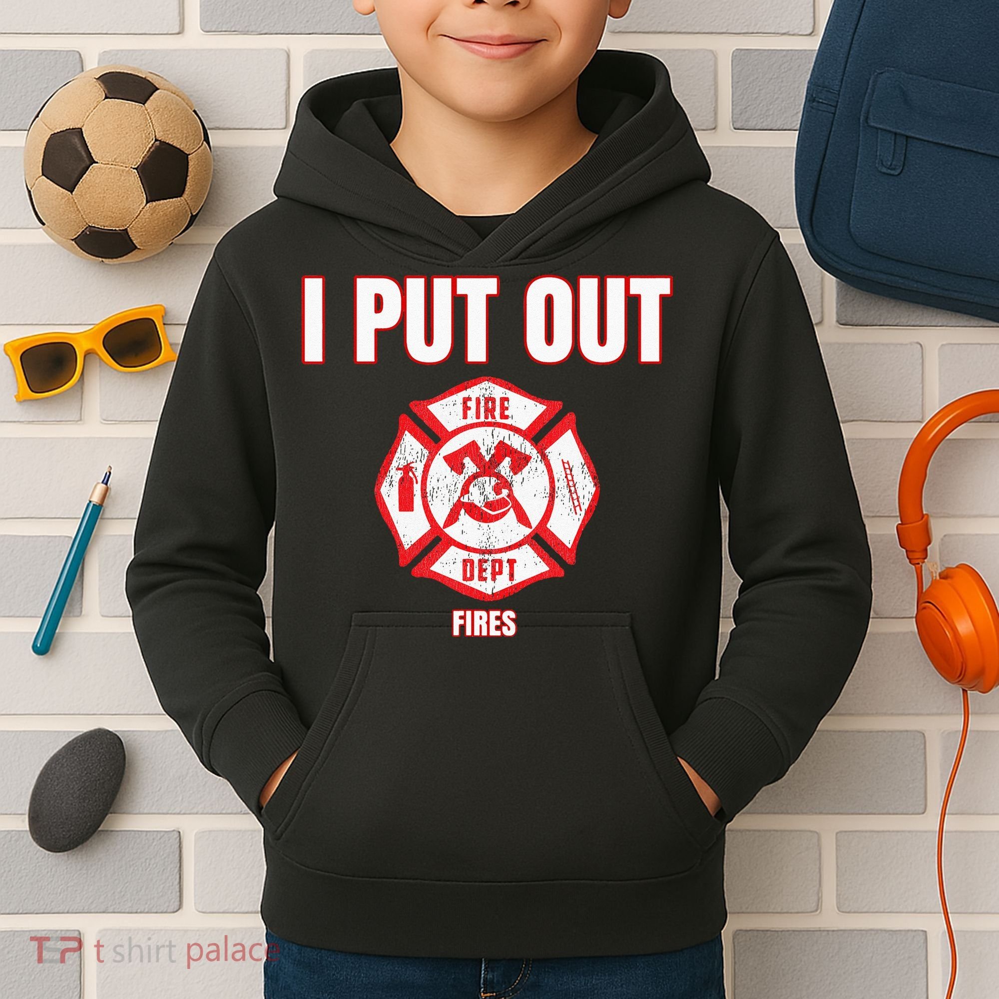 Halloween Costume Funny Firefighter I Put Out Fires Firemen Kids Hoodie