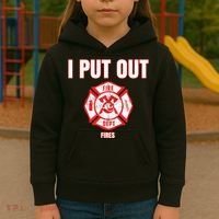 Halloween Costume Funny Firefighter I Put Out Fires Firemen Kids Hoodie thumb 3