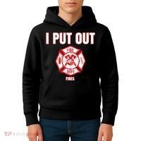 Halloween Costume Funny Firefighter I Put Out Fires Firemen Kids Hoodie thumb 4