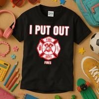 Halloween Costume Funny Firefighter I Put Out Fires Firemen Kids T-Shirt thumb 3