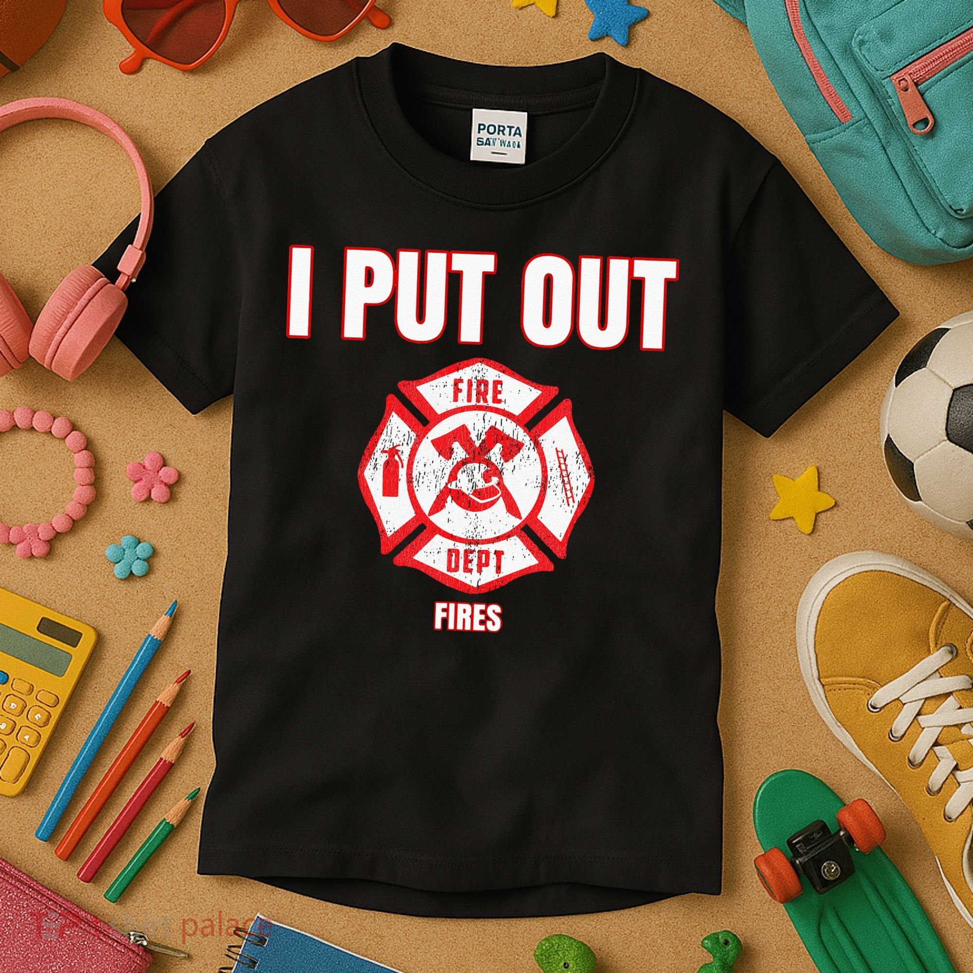Halloween Costume Funny Firefighter I Put Out Fires Firemen Kids T-Shirt