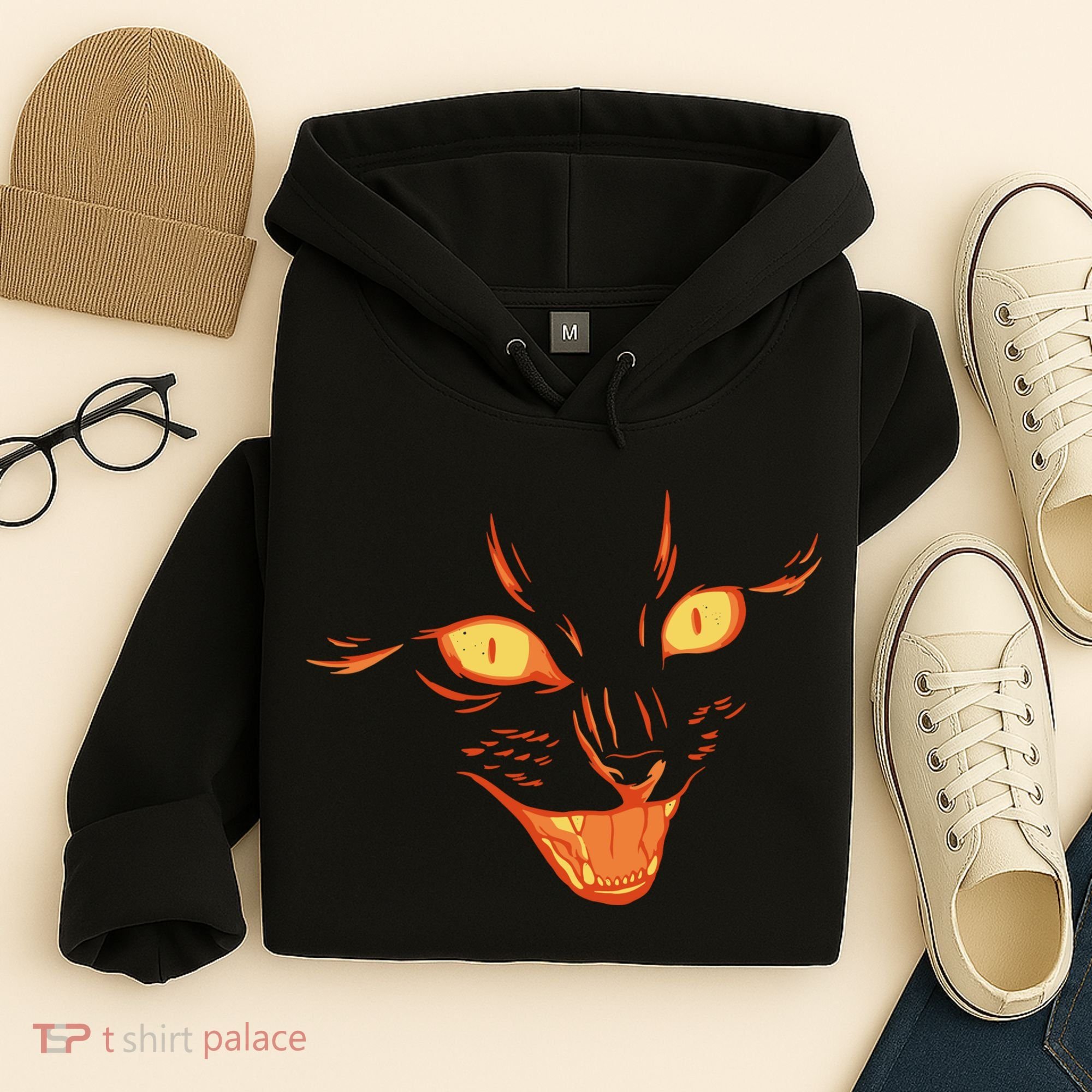 Halloween Cat Face Hoodie
