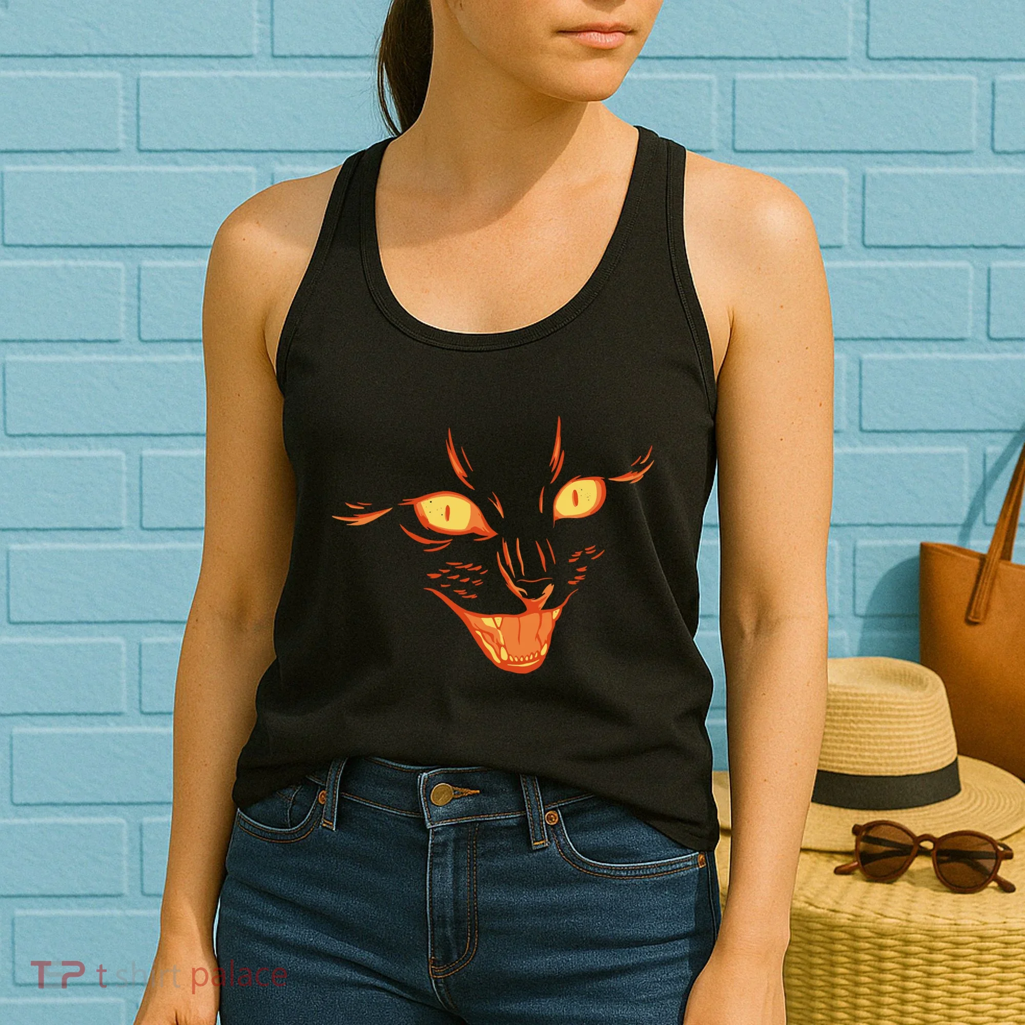 Halloween Cat Face Women's Tank Top