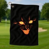 Halloween Cat Face Golf Towel thumb 1