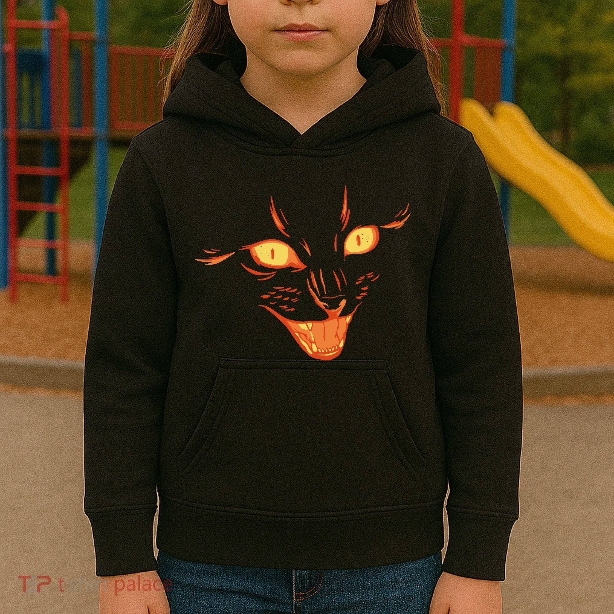Halloween Cat Face Kids Hoodie