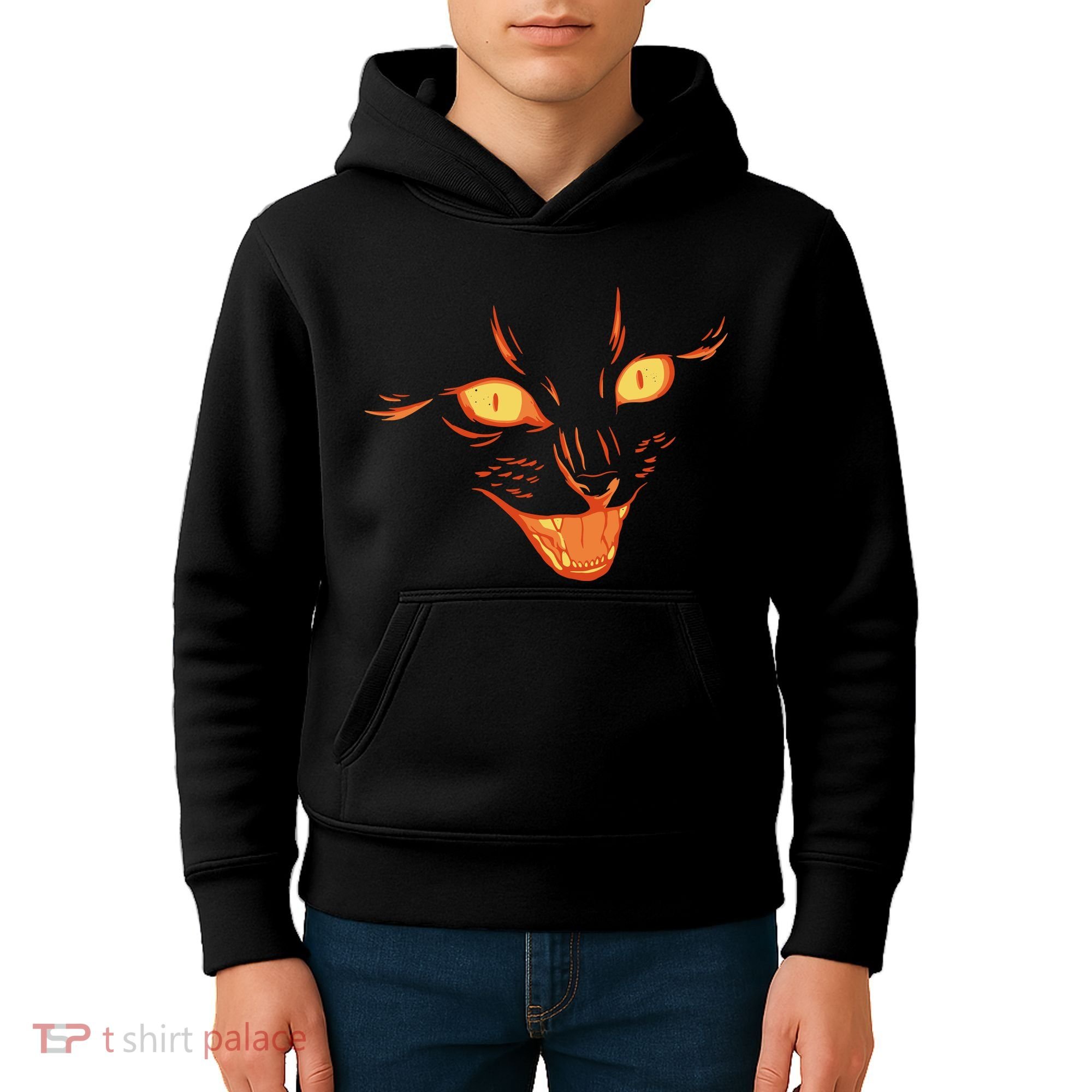 Halloween Cat Face Kids Hoodie