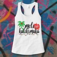 Hawaiian Christmas Family Mele Kalikimaka Women's Tank Top thumb 3