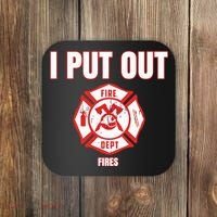Halloween Costume Funny Firefighter I Put Out Fires Firemen Coaster thumb 0