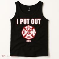 Halloween Costume Funny Firefighter I Put Out Fires Firemen Tank Top thumb 2