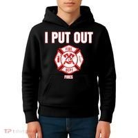 Halloween Costume Funny Firefighter I Put Out Fires Firemen Kids Hoodie thumb 4