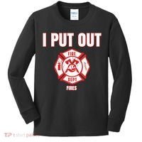 Halloween Costume Funny Firefighter I Put Out Fires Firemen Kids Long Sleeve Shirt thumb 0