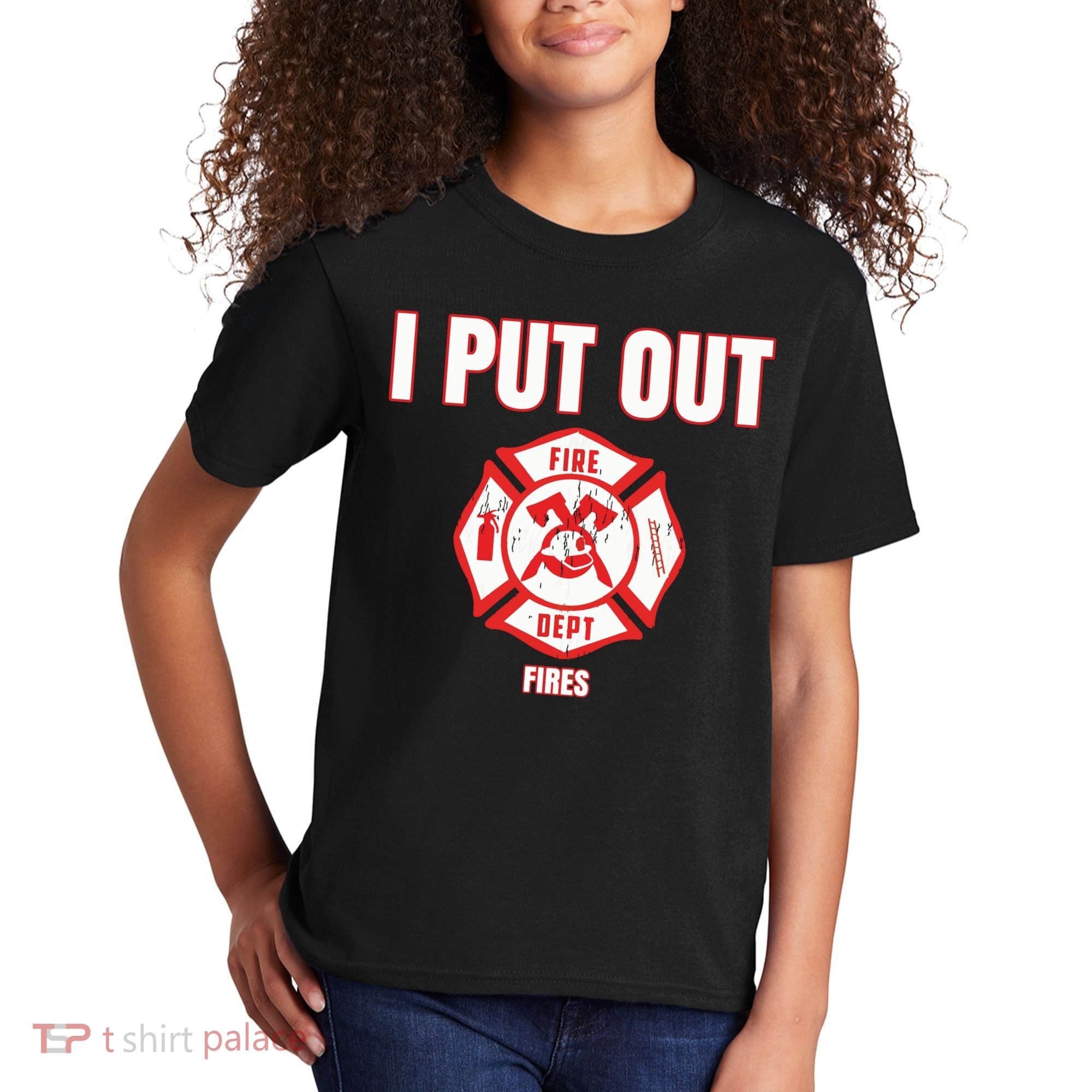 Halloween Costume Funny Firefighter I Put Out Fires Firemen Kids T-Shirt