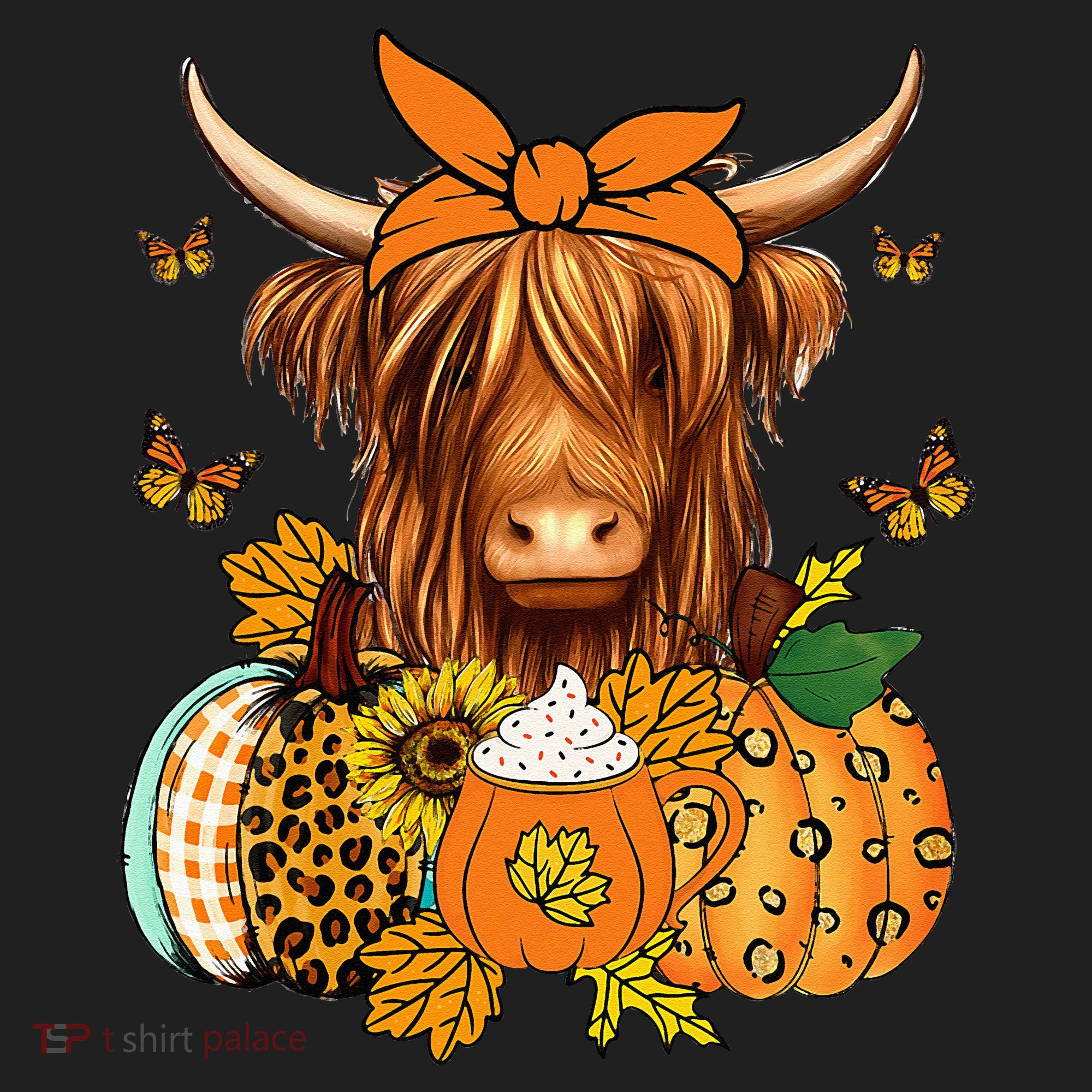 Highland Cow Fall And Leaves Pumpkins Autumn Thanksgiving Women's Sweatshirt