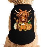 Highland Cow Fall And Leaves Pumpkins Autumn Thanksgiving Doggie Tank thumb 0