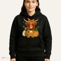Highland Cow Fall And Leaves Pumpkins Autumn Thanksgiving Hoodie thumb 5