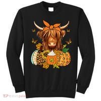 Highland Cow Fall And Leaves Pumpkins Autumn Thanksgiving Sweatshirt thumb 0