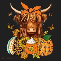 Highland Cow Fall And Leaves Pumpkins Autumn Thanksgiving Beanie thumb 2