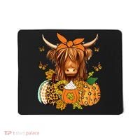 Highland Cow Fall And Leaves Pumpkins Autumn Thanksgiving Mousepad thumb 0