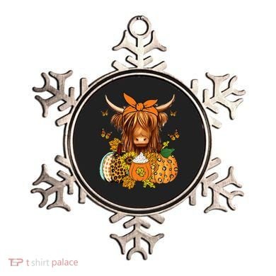 Highland Cow Fall And Leaves Pumpkins Autumn Thanksgiving Ornament