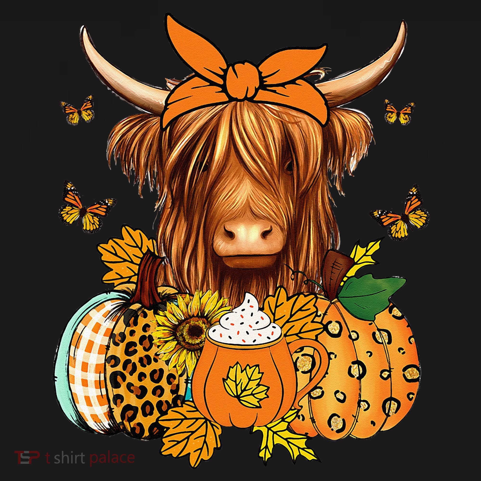 Highland Cow Fall And Leaves Pumpkins Autumn Thanksgiving Women's Tank Top