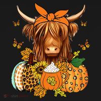 Highland Cow Fall And Leaves Pumpkins Autumn Thanksgiving Baby Bodysuit thumb 2