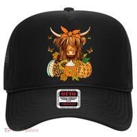Highland Cow Fall And Leaves Pumpkins Autumn Thanksgiving Hat thumb 0
