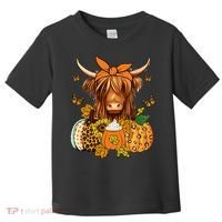 Highland Cow Fall And Leaves Pumpkins Autumn Thanksgiving Toddler T-Shirt thumb 0