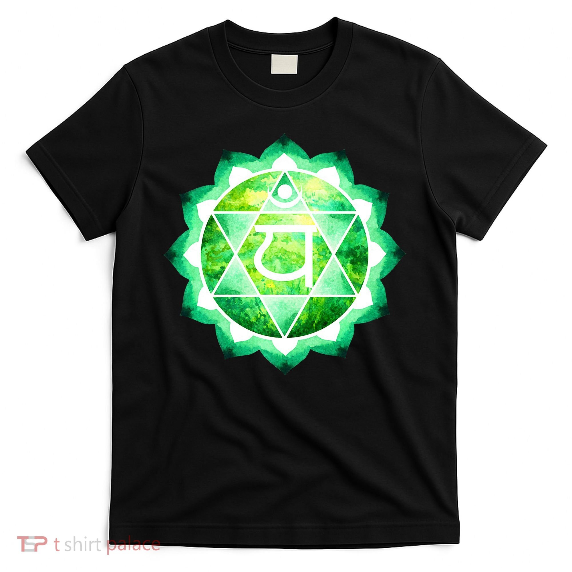Heart Chakra Green Watercolor Lotus Mandala Yoga OM T-Shirt