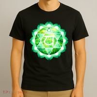 Heart Chakra Green Watercolor Lotus Mandala Yoga OM T-Shirt thumb 3