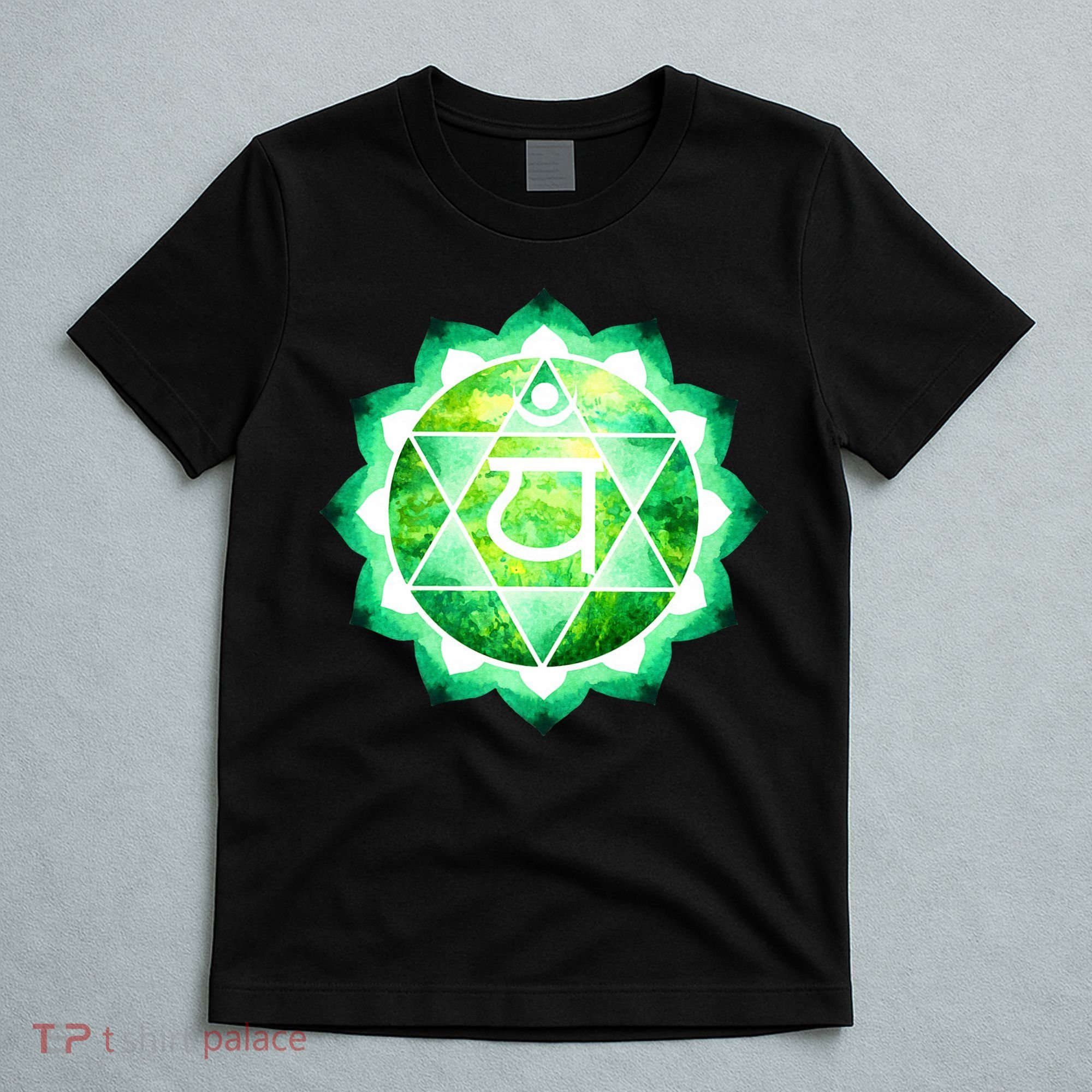 Heart Chakra Green Watercolor Lotus Mandala Yoga OM T-Shirt