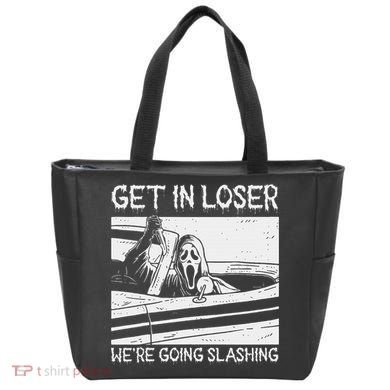 Horror Characters Get In Loser Were Going Slashing Tote Bag